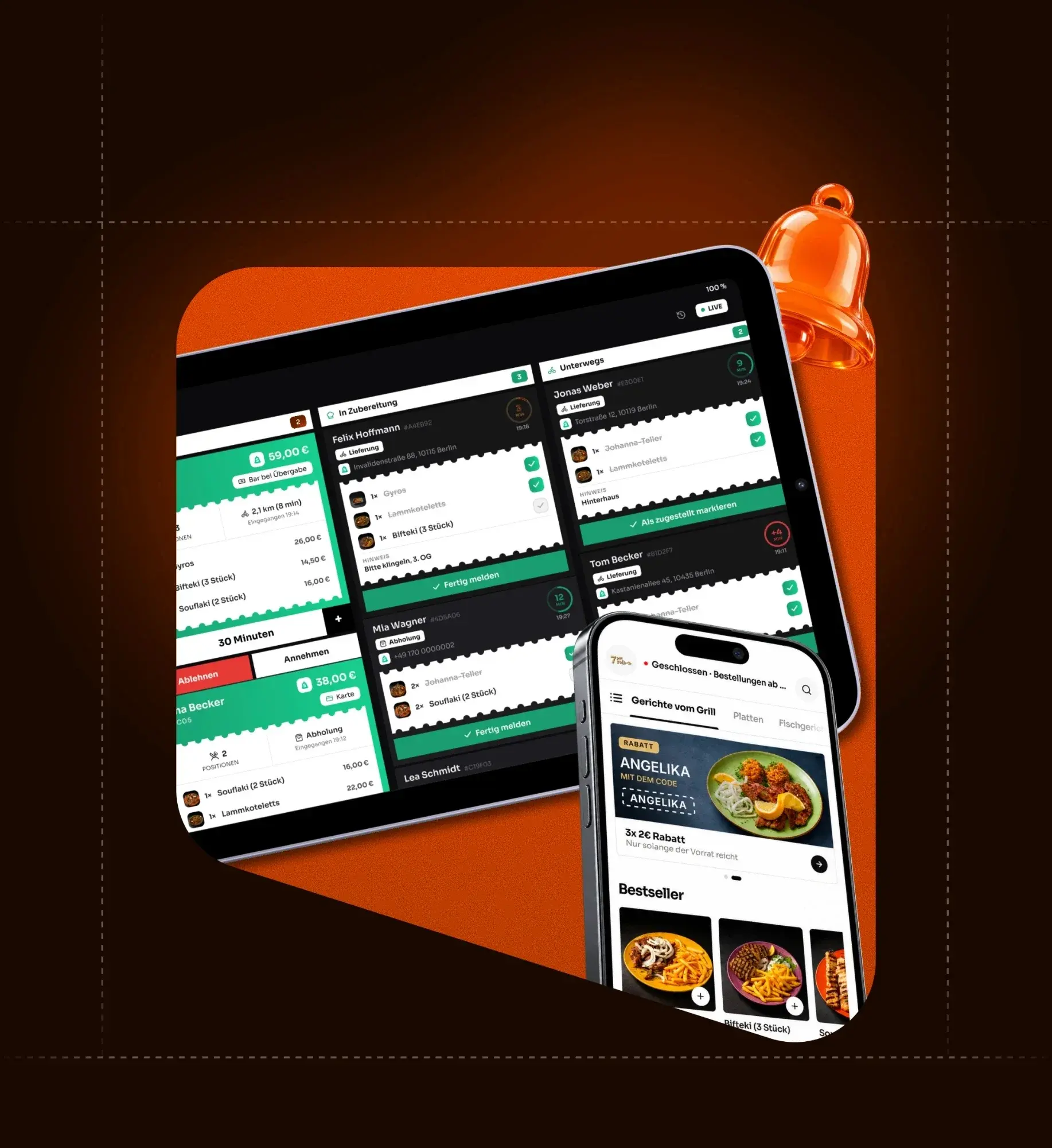 Servio – Restaurant-App auf Tablet und Smartphone