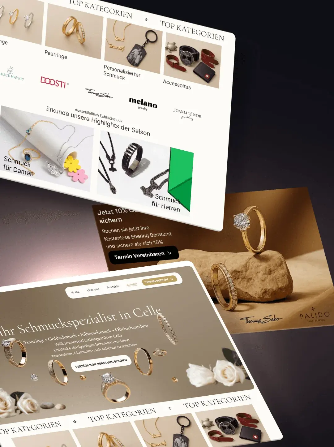 Website-Mockup eines Schmuckgeschäfts
